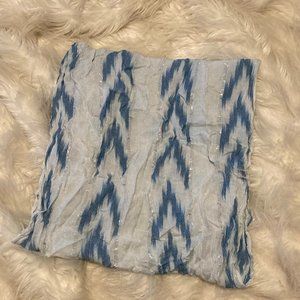 Chevron White and Blue Infinity Scarf